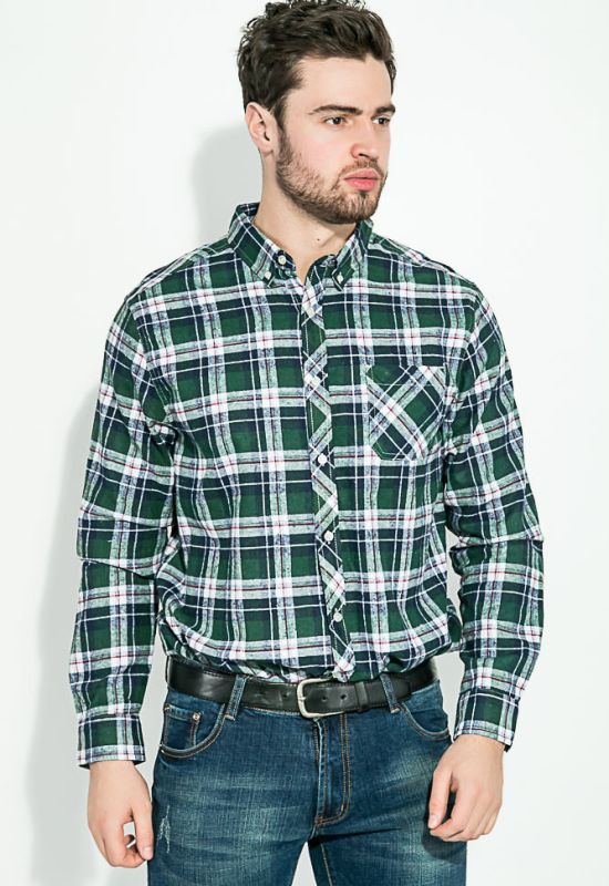 Рубашка мужская button-down в клетку 276V003 (зеленый/синий)