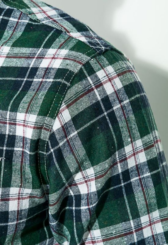 Рубашка мужская button-down в клетку 276V003 (зеленый/синий)