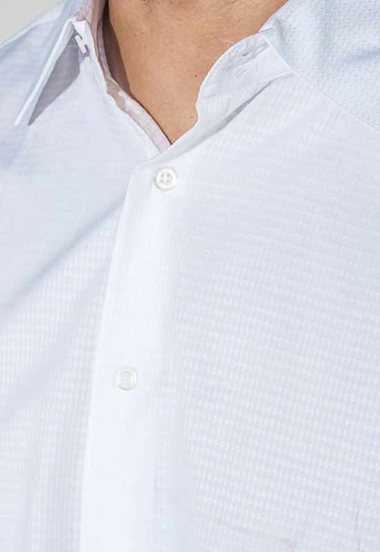 Сорочка чоловіча дрібний фактурний принт 50PD37162-1 (білий)