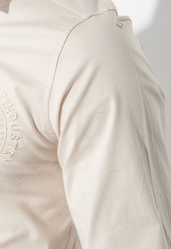 Рубашка мужская однотонная с декором на груди 50PD0011-1 (бежевый)