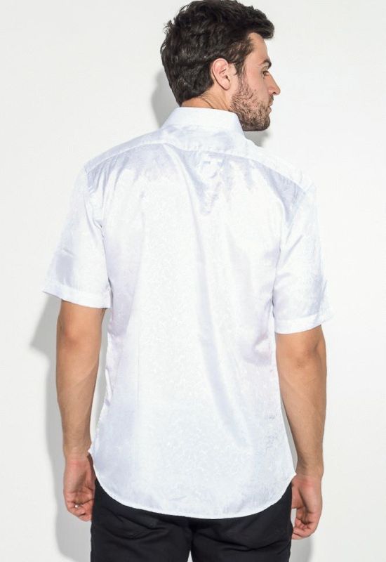 Рубашка мужская однотонная с перламутровым узором 50P043 (белый)