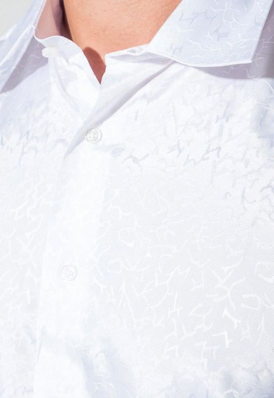 Сорочка чоловіча однотонна з перламутровим візерунком 50P043 (білий)