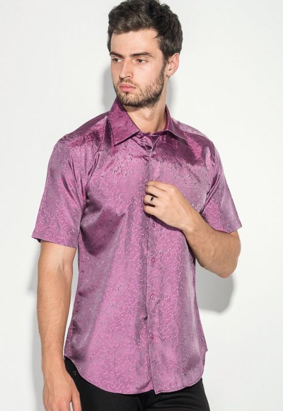 Рубашка мужская однотонная с перламутровым узором 50P043 (фиолетовый)