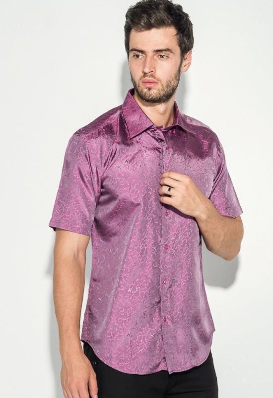Рубашка мужская однотонная с перламутровым узором 50P043 (фиолетовый)