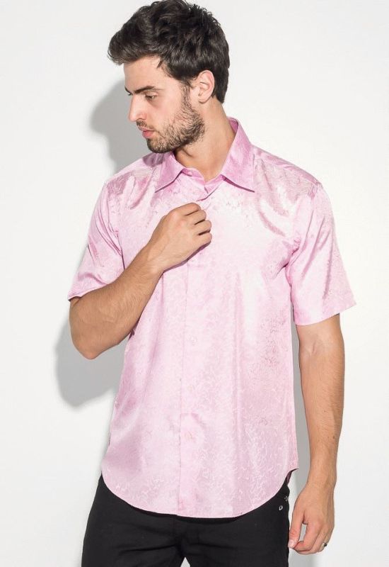 Рубашка мужская однотонная с перламутровым узором 50P043 (розовый)