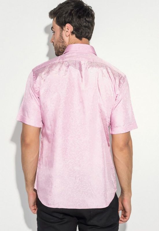 Сорочка чоловіча однотонна з перламутровим візерунком 50P043 (рожевий)