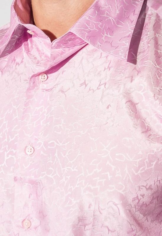 Рубашка мужская однотонная с перламутровым узором 50P043 (розовый)