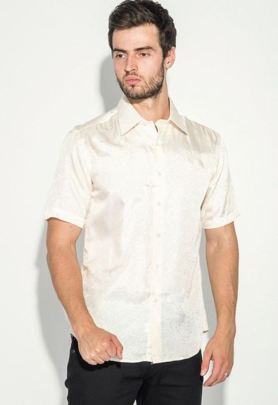 Рубашка мужская однотонная с перламутровым узором 50P043 (шампань)
