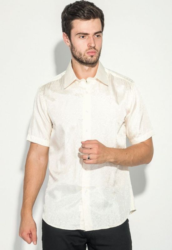 Рубашка мужская однотонная с перламутровым узором 50P043 (шампань)