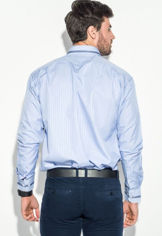 Сорочка чоловіча принт смужка велика кишеня 50PD9060-12 (світло-бузкова)