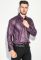 Рубашка мужская с контрастными запонками 50PD0060 (черный/сиреневый)