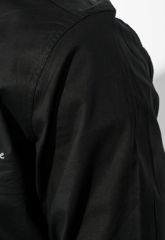 Рубашка мужская с круглой нашивкой на груди 50PD0011-2 (черный)
