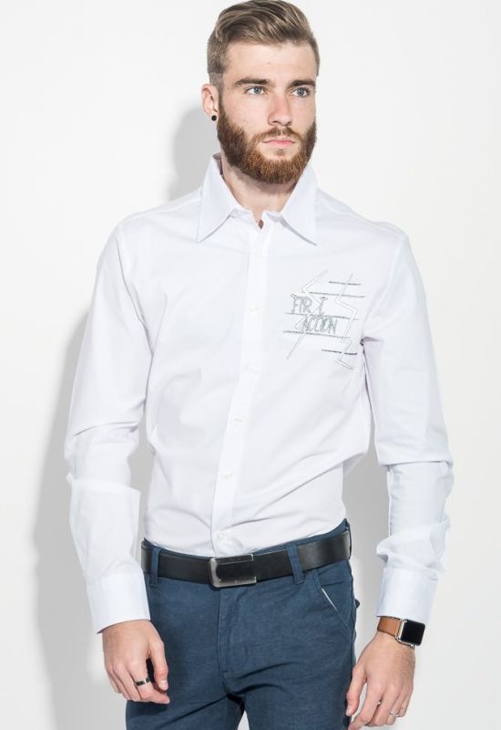 Рубашка мужская с нашивкой на груди 50PD0011 (белый)