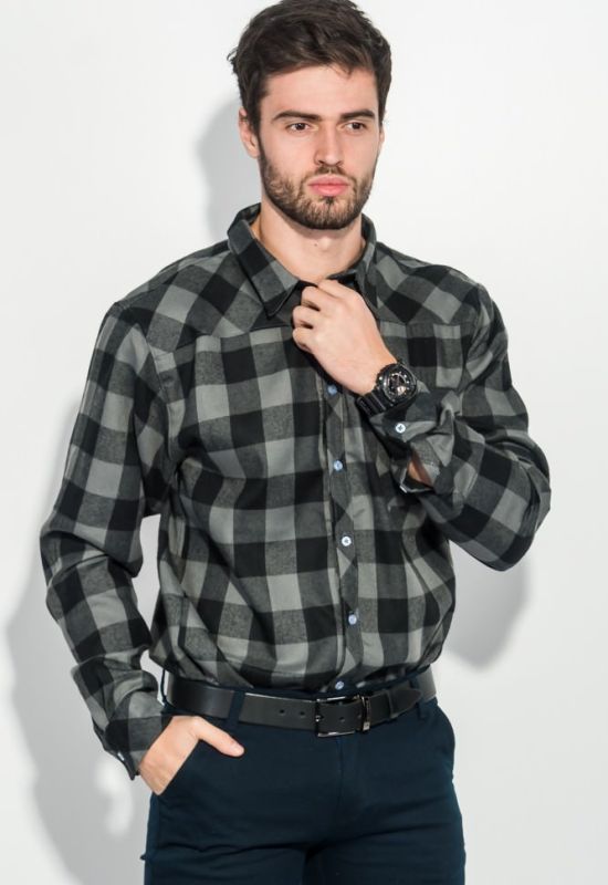 Рубашка мужская стиль casual 282V001 (серый/черный)