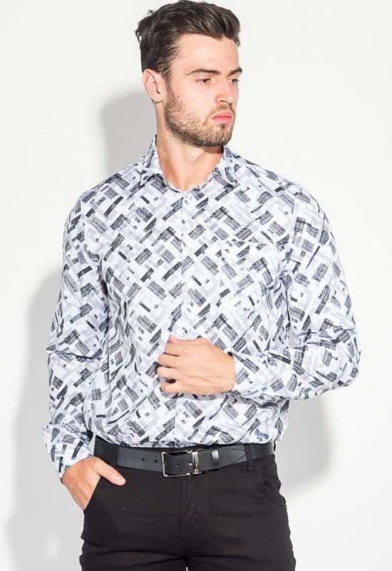 Рубашка мужская светлый принт 3220-4 (белый/графитовый)