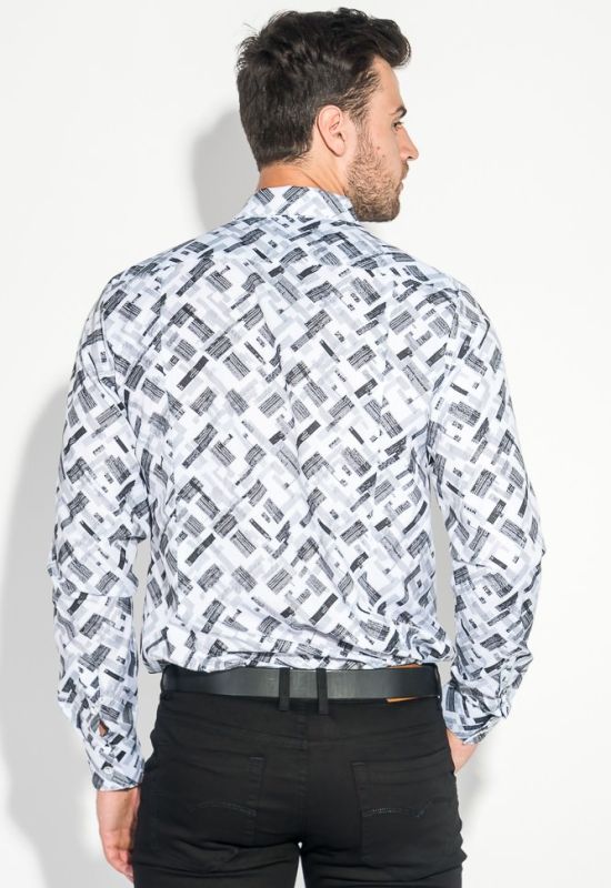 Рубашка мужская светлый принт 3220-4 (белый/графитовый)