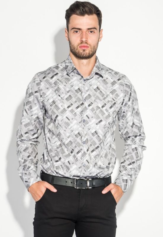 Рубашка мужская светлый принт 3220-4 (серый/графитовый)