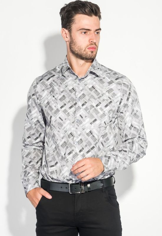 Рубашка мужская светлый принт 3220-4 (серый/графитовый)