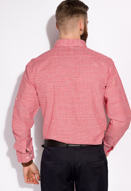 Рубашка мужская в клетку 120PAR397-3 (красный/белый)