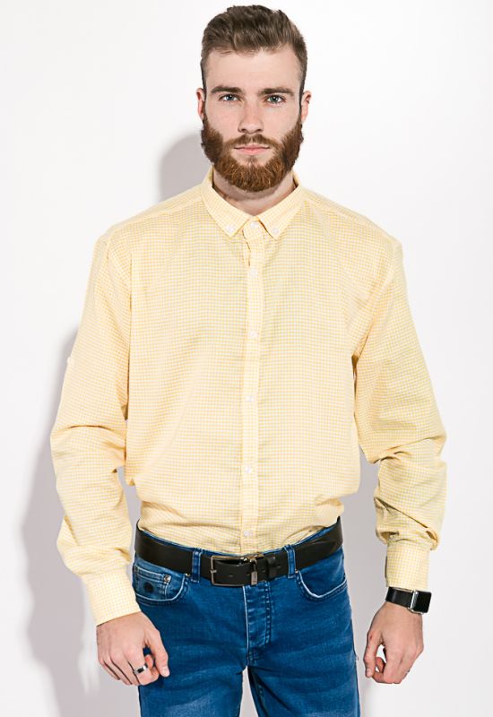 Рубашка мужская в клетку 511F006 (желтый/белый)
