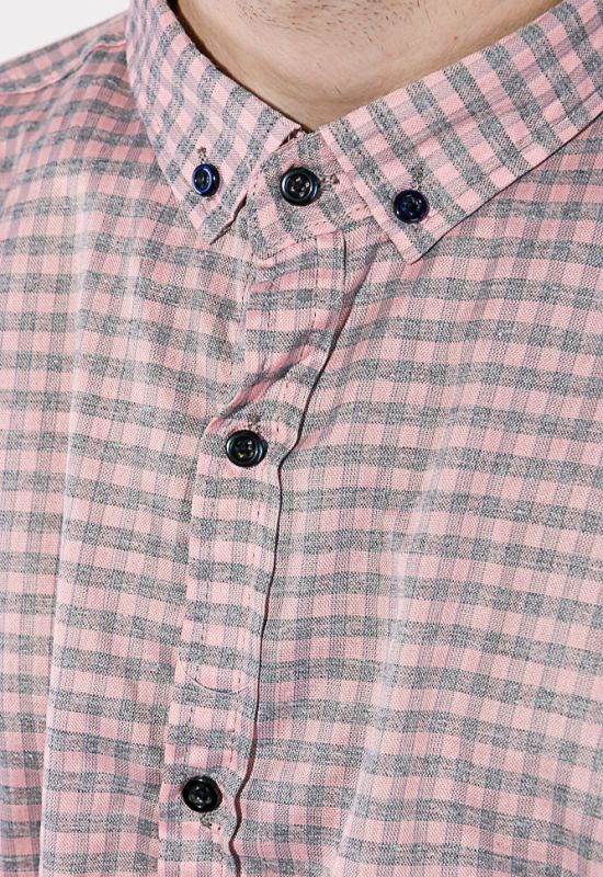 Рубашка мужская в клетку 511F007 (серый/розовый)