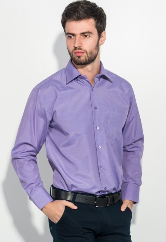 Рубашка мужская в мелкую клетку с крупным карманом 50PD0029 (фиолетовый)