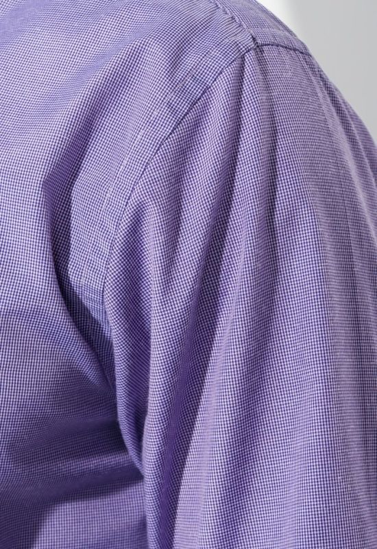 Рубашка мужская в мелкую клетку с крупным карманом 50PD0029 (фиолетовый)