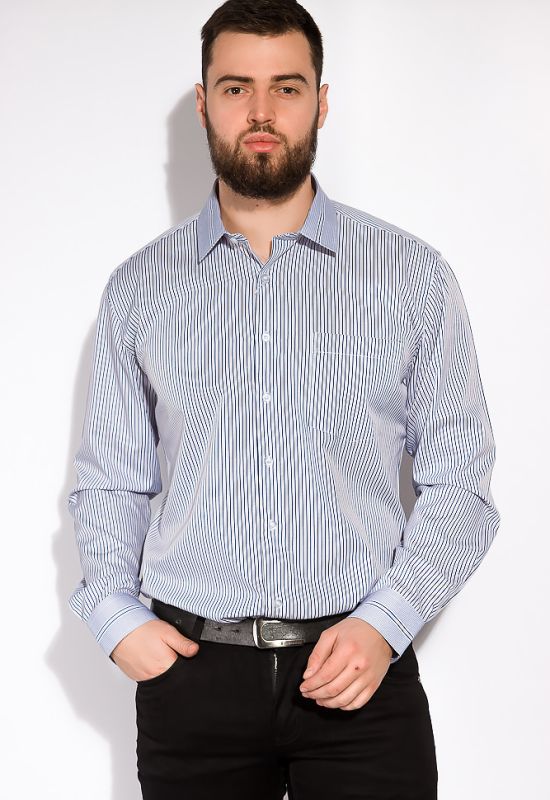 Сорочка чоловіча в дрібну смужку 120PAR162-5 (білий/синій)