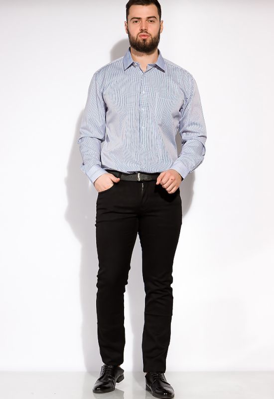 Рубашка мужская в мелкую полоску 120PAR162-5 (белый/синий)