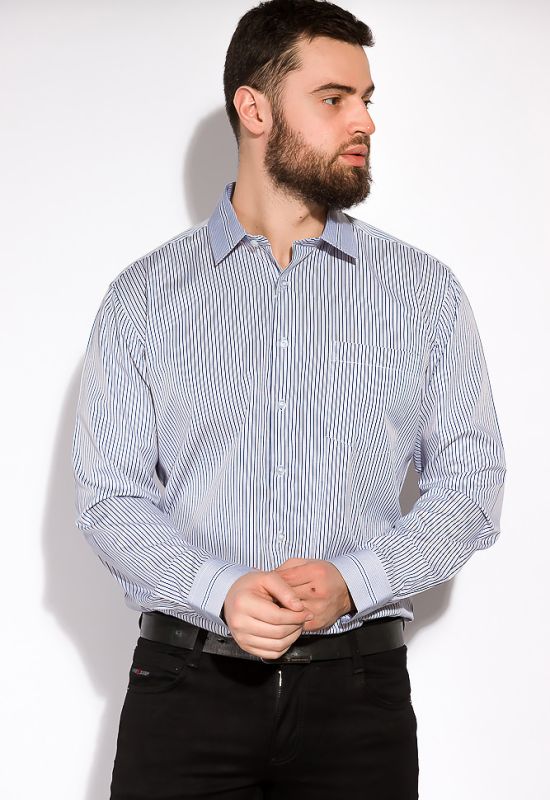 Рубашка мужская в мелкую полоску 120PAR162-5 (белый/синий)