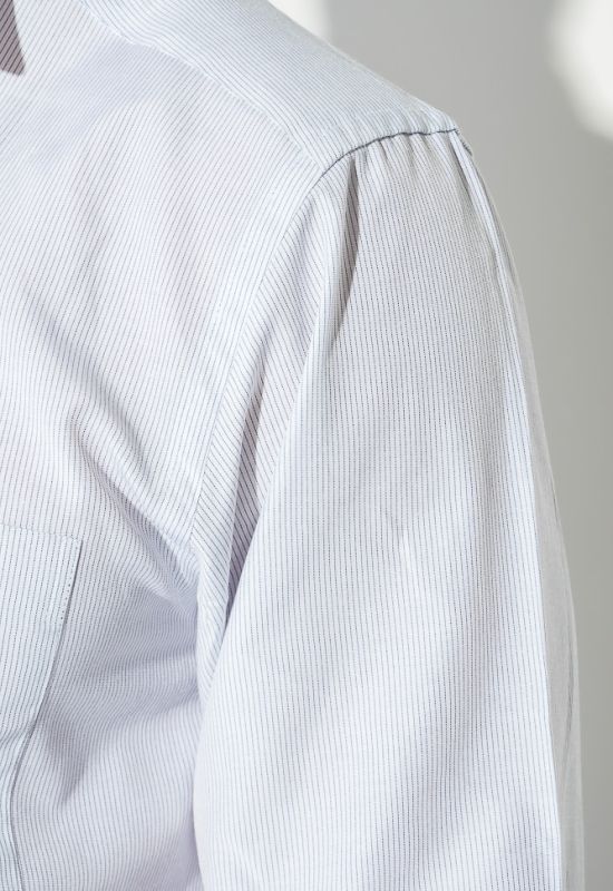 Рубашка мужская в полоску с карманом 50PD5065 (белый/желтый)