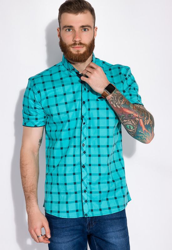 Рубашка мужская в стиле Casual 129P058 (светло-бирюзовый)