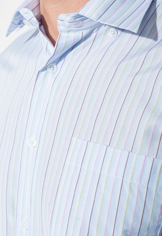 Рубашка мужская в тонкую полоску 50PD732-1 (голубой)
