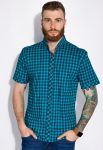 Рубашка с коротким рукавом в клетку 129P064 (бирюзовый)