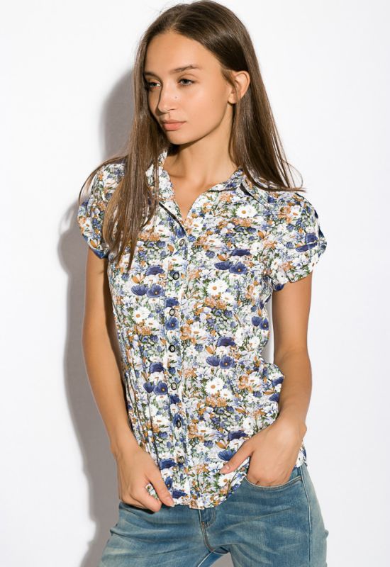 Рубашка женская 118P045 (молочный/синий)