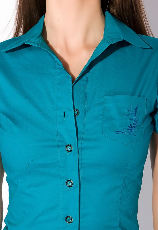 Рубашка женская однотонная 118P003 (бирюзовый)
