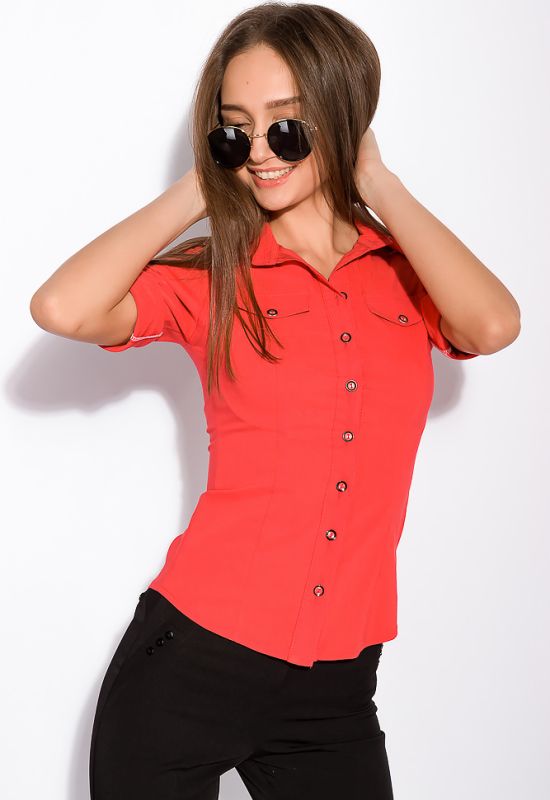Рубашка женская с классическим воротником 118P005-2 (коралловый)
