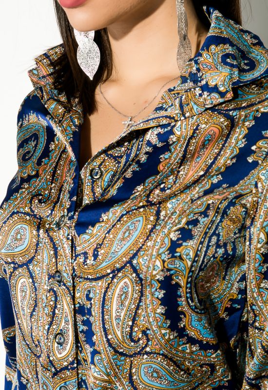 Рубашка женская с принтом Вензеля 81P0093 (синий)