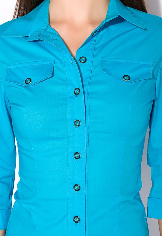 Рубашка женская с рукавом 3/4 118P005 (голубой)