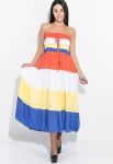 Сарафан женский с открытыми плечами 81P3203 (оранжевый/синий)
