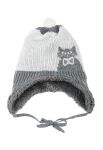 Шапка детская для девочки на завязках 65PG0011 junior (белый/серый)