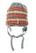 Шапка дитяча для хлопчика на зав'язках у смужку 65PB13-034 junior (сірий/цегляний)