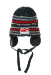 Шапка детская для мальчика на завязках в полоску 65PB13-034 junior (серый/красный)