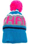 Шапка детская универсальная с ярким пампоном 65P15-069 junior (бирюзовый/малиновый)