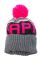 Шапка детская универсальная с ярким пампоном 65P15-069 junior (серый/малиновый)