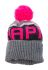 Шапка дитяча універсальна з яскравим пампоном 65P15-069 junior (сірий/малиновий)
