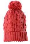 Шапка с пампоном крупная вязка 65P2332 (коралловый)