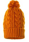Шапка с пампоном крупная вязка 65P2332 (охра)