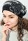 Шапка женская бини с крупным цветком 65PF13-042 (черный/серый)