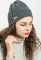 Шапка жіноча однотонна в'язана 65PF2093 (темно-сірий/меланжевий)